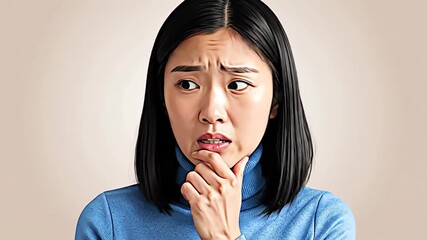 Expressive Woman Showing Puzzled And Thoughtful Emotions In Series of Video Frames