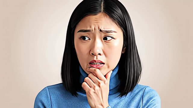 Expressive Woman Showing Puzzled And Thoughtful Emotions In Series of Video Frames