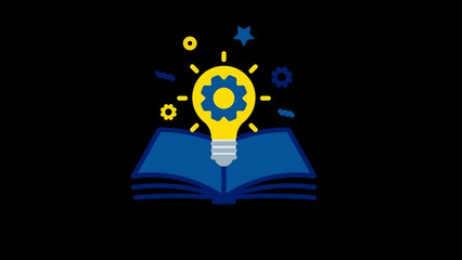 Creative Knowledge Icon with Lightbulb and Open Book Concept