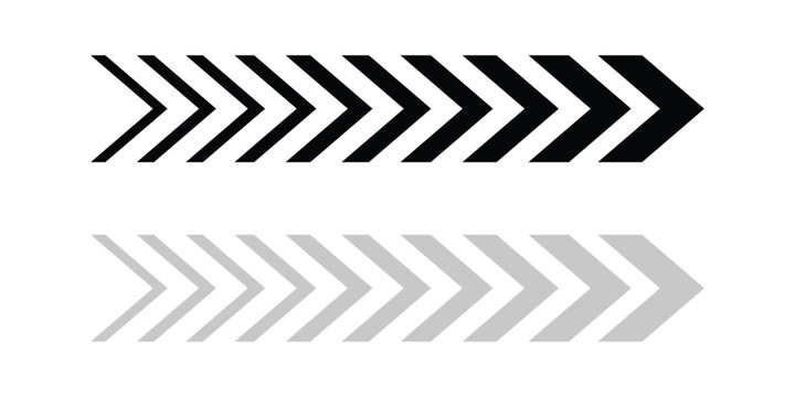 Black and gray chevron arrows with reflection On Transparent Background