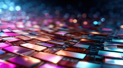 An artistic abstract image showcasing a colorful mosaic pattern with vibrant reflections that evoke feelings of creativity, imagination, and dynamic energy.