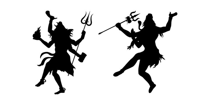 set of lord shiva silhouette during tandav
