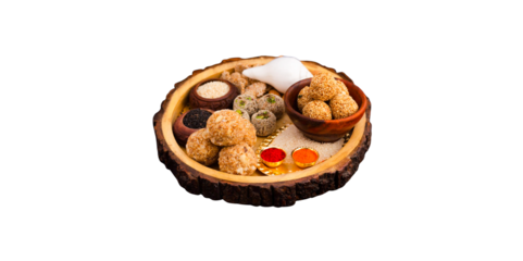 different sweets set in a plate for festival celebration