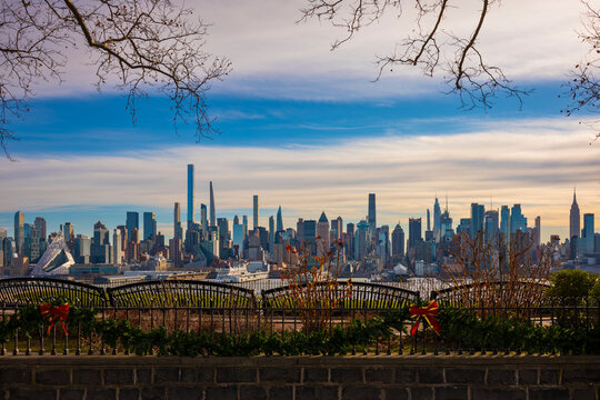 New York City seen from New Jersey during a winter sunrise