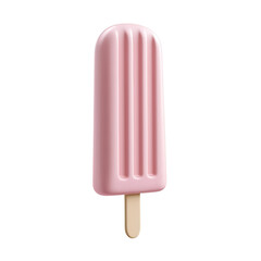 Delicious Pink Ice Cream Popsicle on a Wooden Stick Isolated