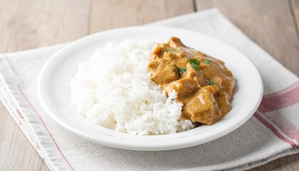 クリーミーカレーとライスの家庭料理 / Homemade creamy curry with rice
