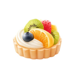 Fresh Fruit Tart with Cream and Vibrant Colorful Fruits Display