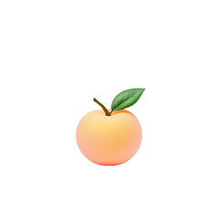 Fresh and Juicy Peach with Leaf Isolated on White Background