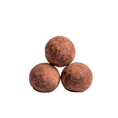 Delicious Chocolate Truffles Coated in Cocoa Powder on White Background