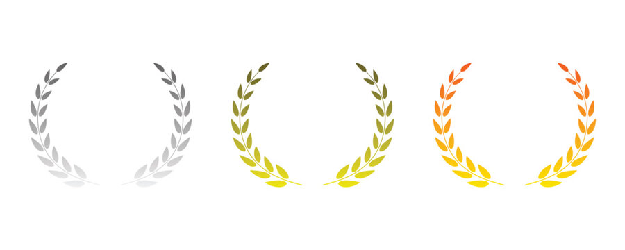 Grayscale, Yellow, Orange Sunset Laurel Wreaths award victory On Transparent Background
