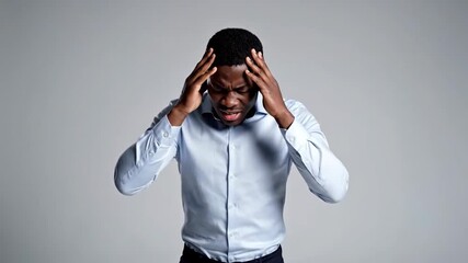 Expressive Man Experiencing Stress Anxiety and Overwhelm in a Series of Emotional Moments