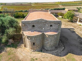 Apse of the Church of Santa Maria di Sibiola in Serdiana. Sardinia, Italy