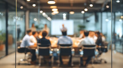 blur office meeting blurred background with business people working group in boardroom discussion for teamwork brainstorming executive seminar or professional training in small startup enterprise