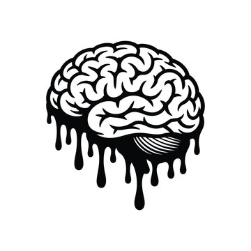 Dripping Brain or Melting Head Vector Illustration for Thought and Ideas