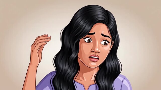 Expressive Girl Character Showing Headache Emotions in Awareness Video