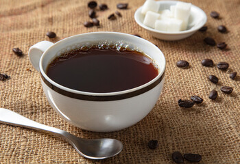 Fresh cup of morning coffee