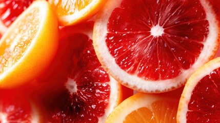 An enticing arrangement of blood oranges and regular oranges, showcasing their vibrant colors and juicy textures, symbolizing freshness and health in every slice.