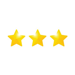 Obraz premium Three Yellow Shiny Stars on White Background gold