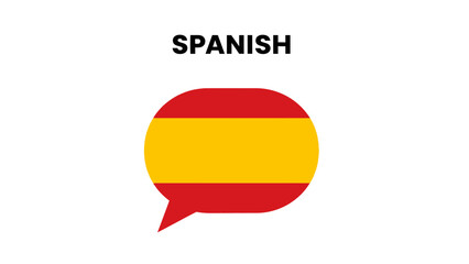 Spanish Language Icon with Speech Bubble and Flag Colors
