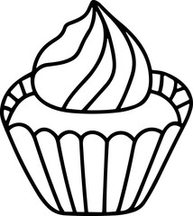 Cupcake Line Icon Vector for Bakery, Dessert and Food Branding Design