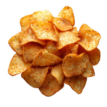Pile of crispy golden brown potato chips