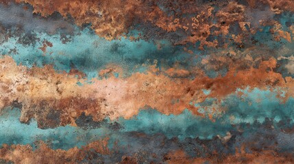 patinaed copper surface with rust grunge and texture