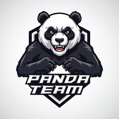 Angry panda mascot logo for esport gaming team vector illustration