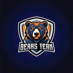 Furious bear mascot logo design for esport gaming team vector illustration