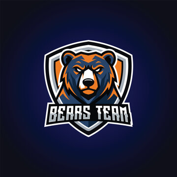 Furious bear mascot logo design for esport gaming team vector illustration