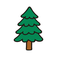 Christmas object tree vector illustration. Hand drawn simple graphic elements design