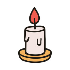 Christmas object candle vector illustration. Hand drawn simple graphic elements design