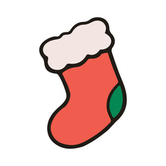 Christmas object stocking vector illustration. Hand drawn simple graphic elements design