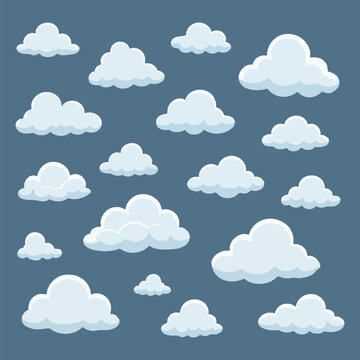 Cartoon Cloud Set on Blue Background