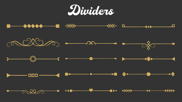 Luxury Golden Ornamental Dividers and Lines Set