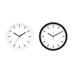 Two Round Clocks One White One Black With Hands And Markings untitled vector