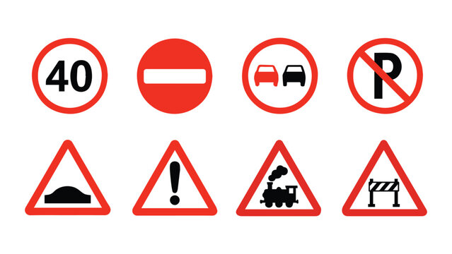 Traffic Prohibition and Warning Signs Set