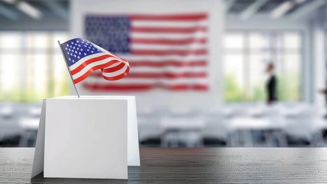 Video An American flag is placed on top of a white box