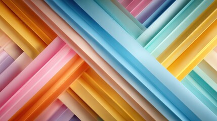 A vibrant composition of interlacing pastel strips creating a visually appealing abstract design, ideal for backgrounds or artistic projects in various sectors.