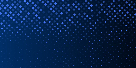 Abstract futuristic technology square pattern with glowing lights, square elements on dark blue background.