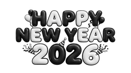 Metallic Happy New Year 2026 Typography