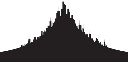 Abstract skyline silhouette with central peak, modern city landscape, urban architecture graphics