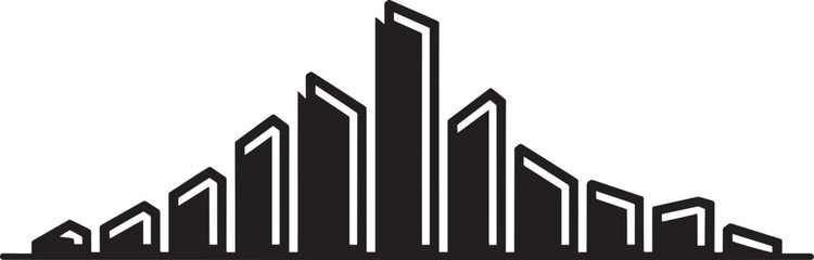 Modern city skyline silhouette with geometric buildings forming an urban landscape