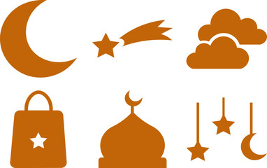 Brown Islamic Symbols Set for Design and Craft Projects