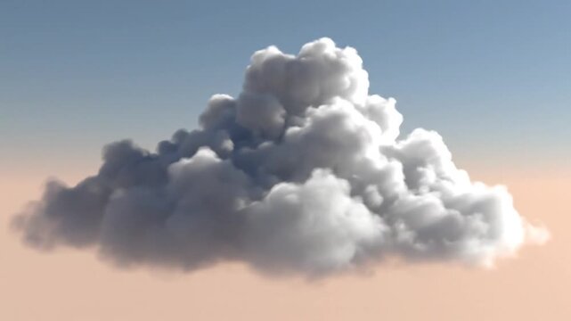 A grand, fluffy cumulus cloud floats above a pale blue sky, bathed in warm dawn light above sunrise!