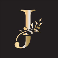 Floral Logo Design combine with letter J vector template