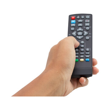 Hand holding remote control