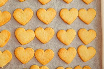 Heart shaped linzer biscuits top view