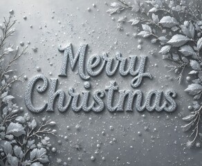 Merry Christmas typography with silver color background.