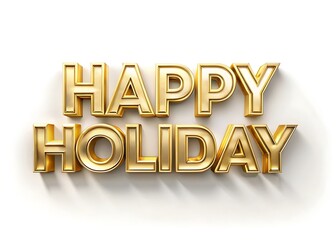 Holiday Greeting Message in Golden 3D Typography Style on a Pure White Background and transparent background