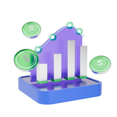 3d illustration of business graph chart representing the financial concept.